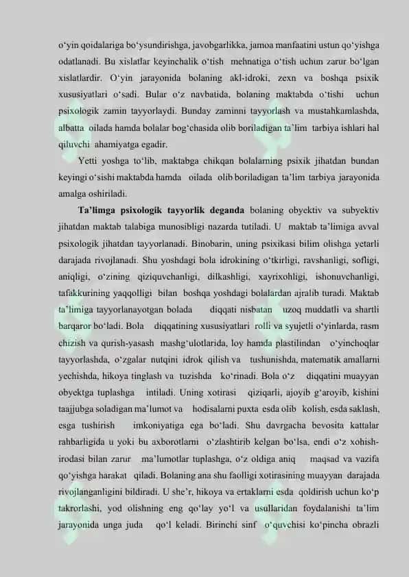 Bolalarni maktabga psixologik tayyorgarligi 4