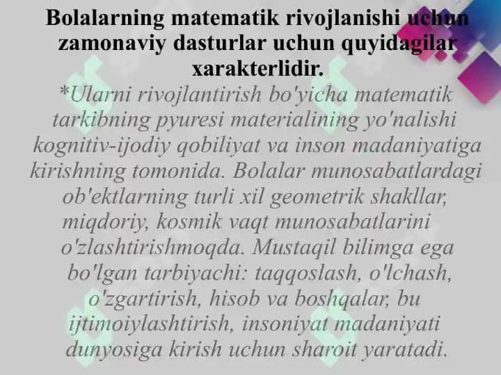 Maktabgacha yoshdagi bolalarni matematik rivojlantirish jarayonida mantiqiy fikirlashni loyihalash 2
