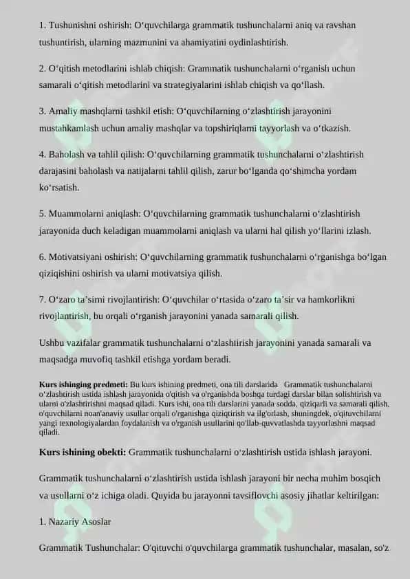Grammatik tushunchalarni o‘zlashtirishning metodik shartlari mavzusidagi 3