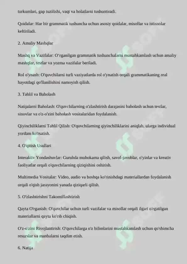 Grammatik tushunchalarni o‘zlashtirishning metodik shartlari mavzusidagi 4