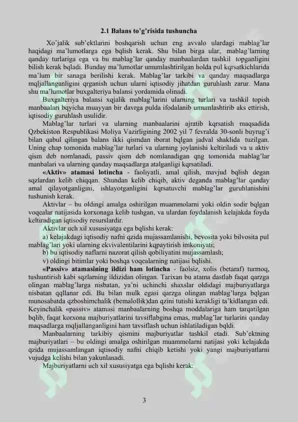 Xo’jalik muomalalari ta’sirida balansda sodir bo’ladigan o’zgarishlar. 3