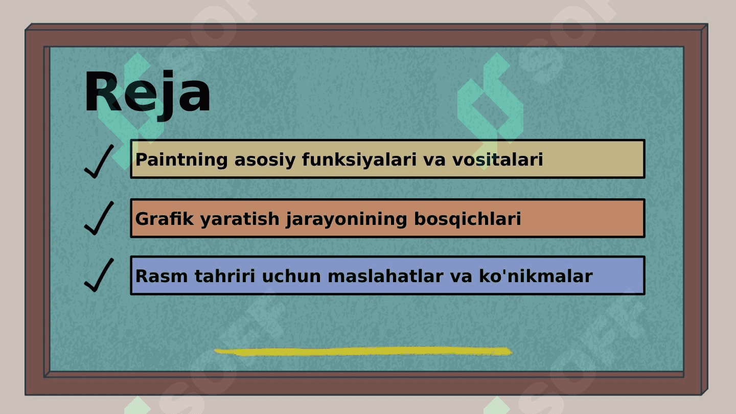 Grafik redaktorlar bilan ishlash, Paint grafik redaktori bilan ishlashni o’rgatish. 2