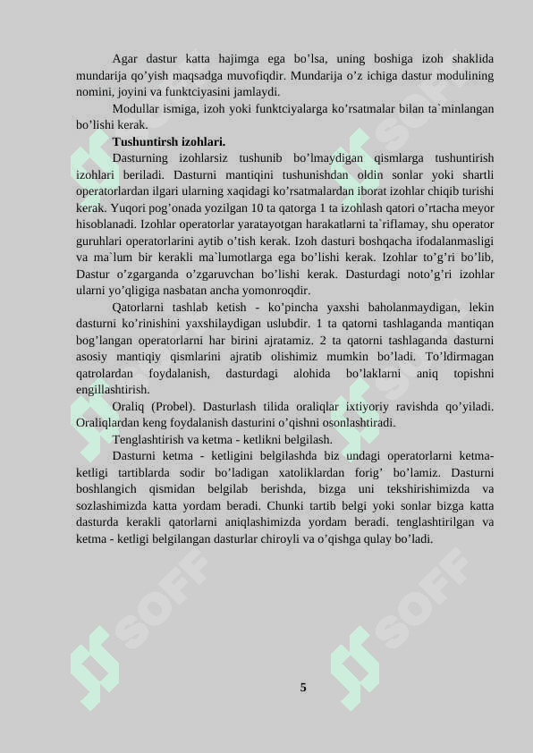 Dasturiy vositalarni loyihalash va ishlab chiqish_ESSEY 5