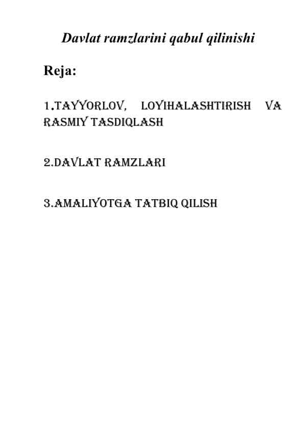 Davlat ramzlarini qabul qilinishi 1