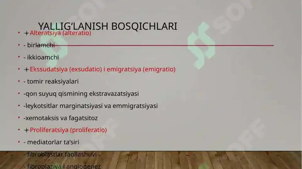 Yallig‘lanishni tizimli tasirlari. Hujayradan tashqari matriks va hujayra-matriks o‘zaro tasiri. To‘qima regeneratsiyasi mexanizmi. Genetik buzilishlar. Mutatsiyalar. Mendelga oid buzilishlar. Ko‘p faktorli nasldan o‘tish buz 4
