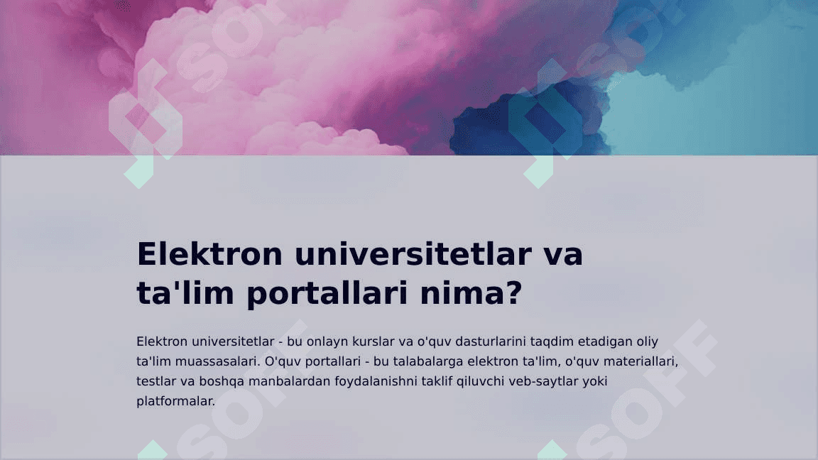 Elektron universitet, masofaviy ta’lim institutlari va ularning ta’lim portallari 2