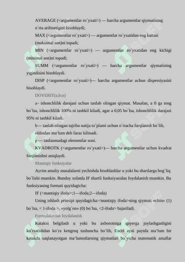 Microsoft Excelda formulalar bilan ishlash, MathCad dasturida funksiya va formulalar bilan 6