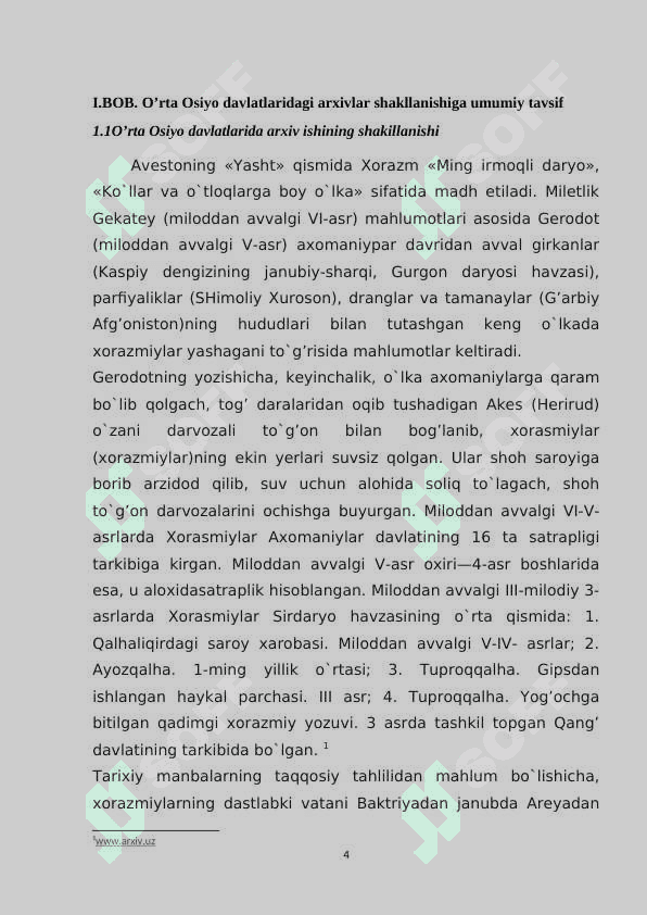 Qadimgi So’g’diyona arxivi. Qadimgi Kushon imperiyasi arxivi. Qadimgi dunyonning xo’jalik arxivlari 4