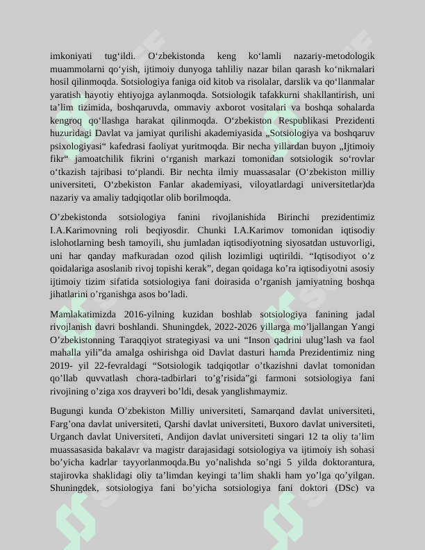 Sotsiologiya fanlari boʻyicha falsafa doktori Fayziyeva Farogʻat Bahodirovnaning  sotsiologiya fanida erishgan yutuqlari 4