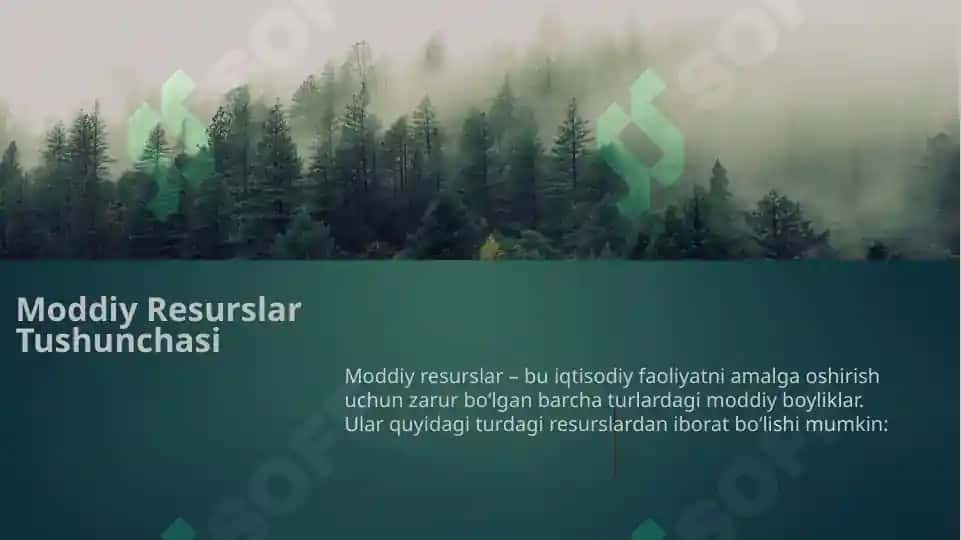 MAVZU: MODDIY RESURSLAR BILAN TAMINLANGANLIK VA ULARDAN FOYDALANISH TAXLILI 4