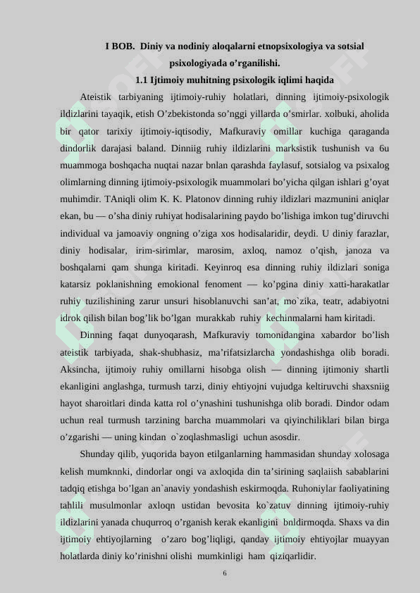 Diniy aloqalarning sotsial psixologiyada o‘rganilishi 6