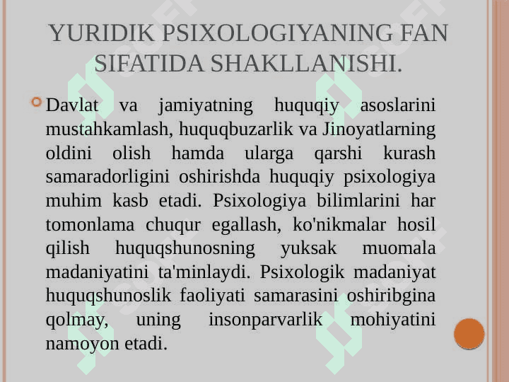 Yuridik psixologiyaning umumiy vazifalari 7