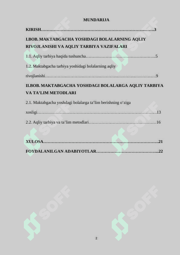 MAKTABGACHA YOSHDAGI BOLALARGA AQLIY TARBIYA BERISH MAZMUNI 2