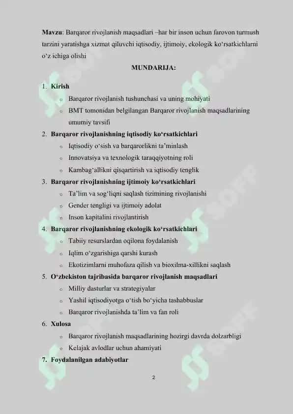 Barqaror rivojlanish maqsadlari 2