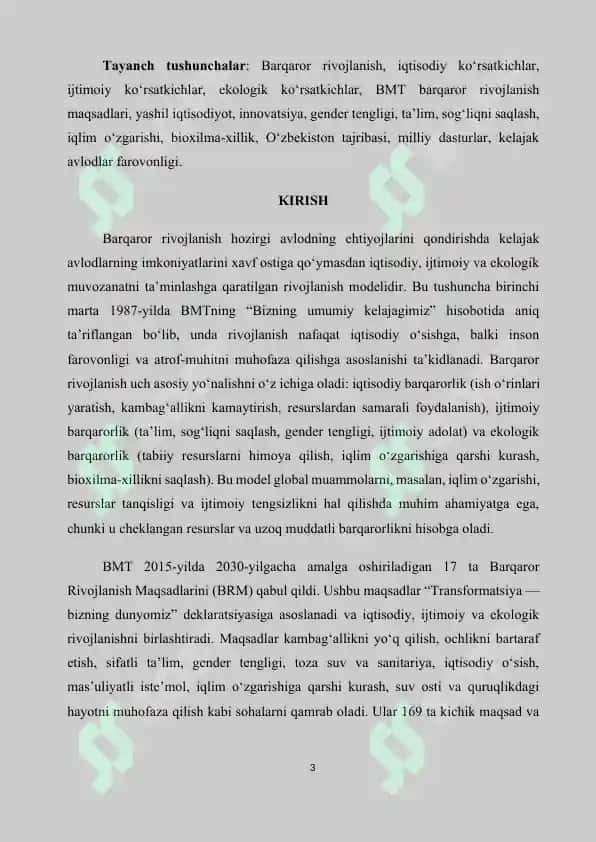 Barqaror rivojlanish maqsadlari 3