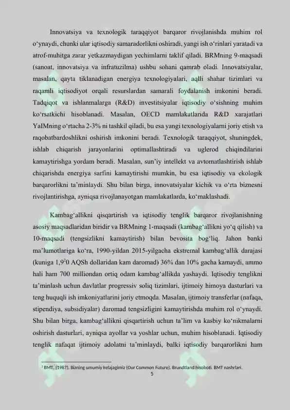 Barqaror rivojlanish maqsadlari 5