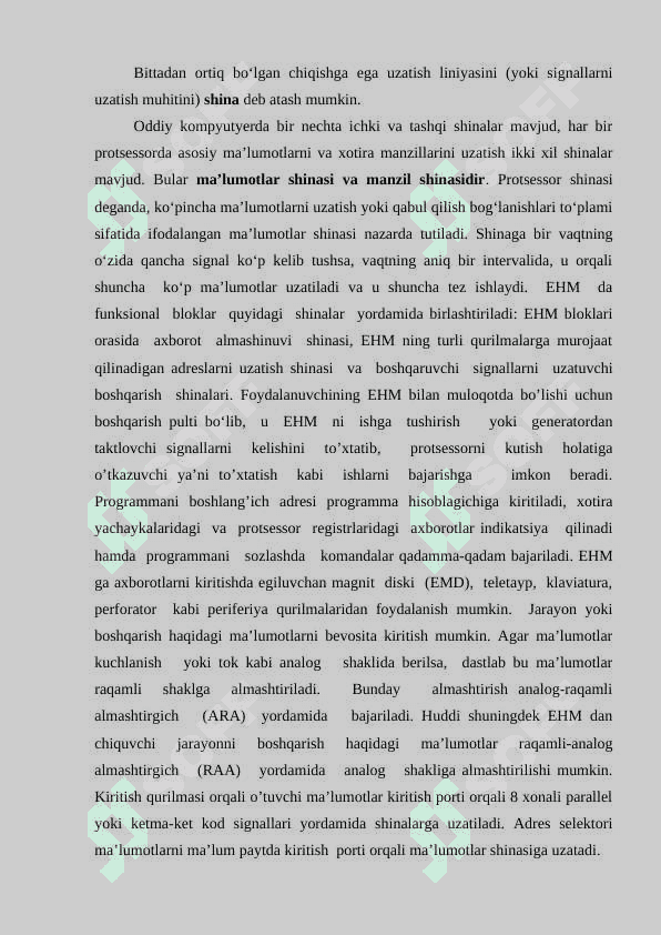 Zamonaviy kompyuterlarda ishlayotgan interfeyslari (shinalari, ularning tuzilishi, koʻrsatkichlari va xususiyatlari) 5