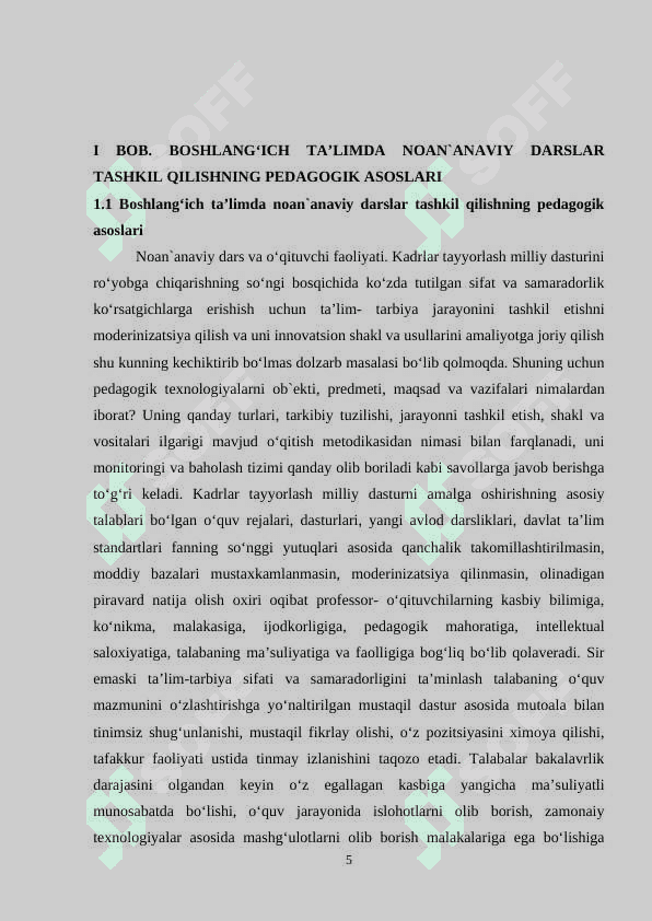 Boshlang'ich sinflarda noananaviy darslar tashkil etish metodikasi 5