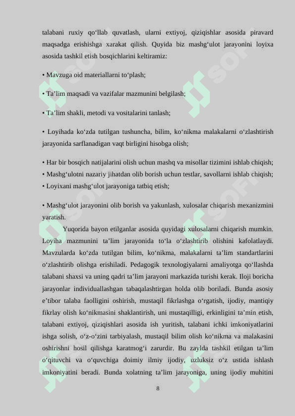 Boshlang'ich sinflarda noananaviy darslar tashkil etish metodikasi 8