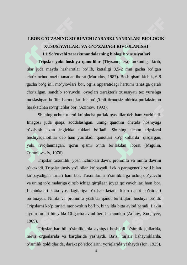 G’ozaning asosiy so’ruvchi zararkunandalari 5