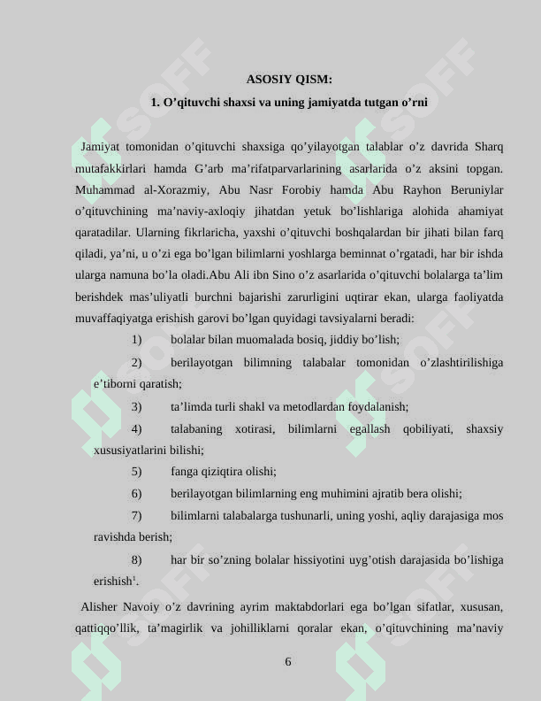 Hozirgi davrda o’qituvchilik kasbi va uning jamiyatda tutgan o’rni 6