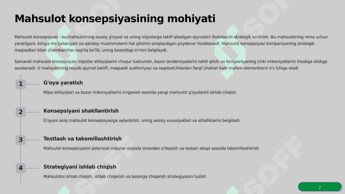 Strategik boshqaruvda mahsulot konsepsiyasi 2