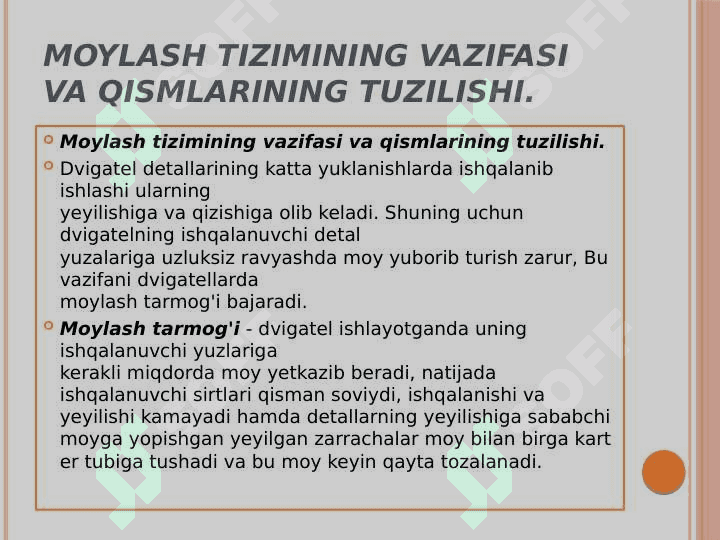 MOYLASH TIZMI OCHIQ DARS ISHLANMASI 4