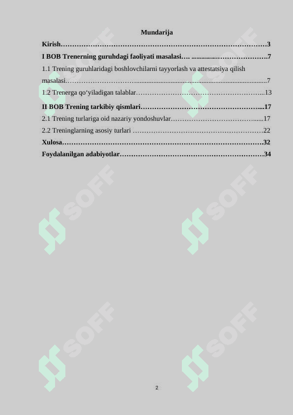 Treningda ishtirokchilarning xabardorligi 2