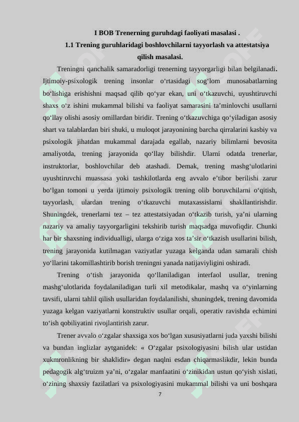 Treningda ishtirokchilarning xabardorligi 7