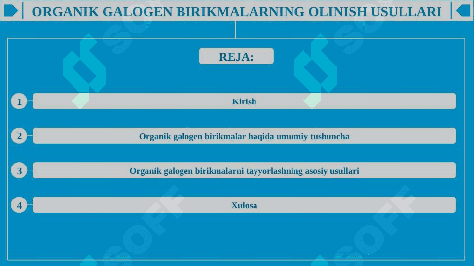 ORGANIK GALOGEN BIRIKMALARNING OLINISH USULLARI 2