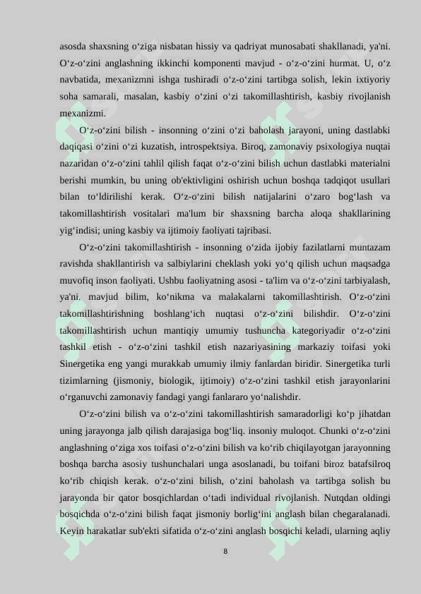 O‘zini anglashni shakllantirishning zamonaviy usullari 8