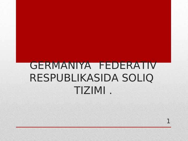GЕRMАNIYA FЕDЕRАTIV RЕSPUBLIKАSIDА SOLIQ  TIZIMI.