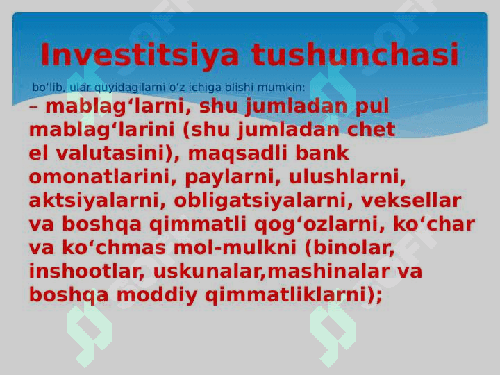 Investitsion faoliyat faniga kirish. 7