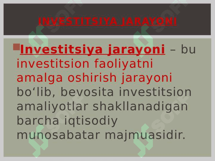 Investorlar, Investorlarning  turlari, maqsadlari va investitsiya mexanizmi. 5