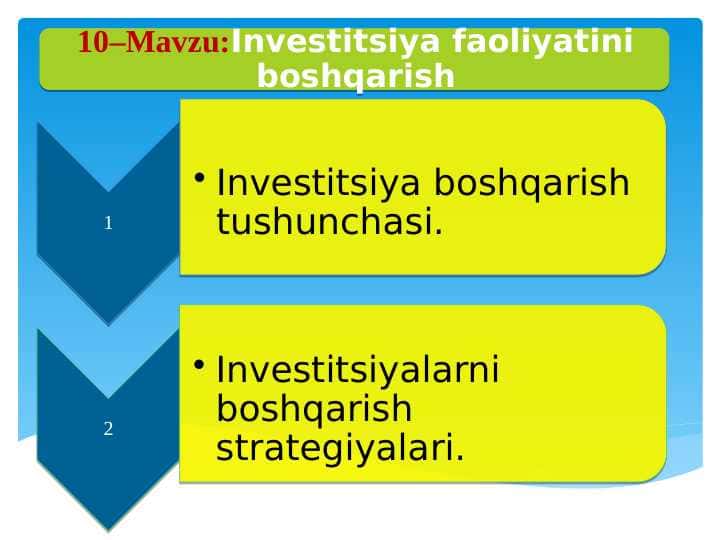 INVESTITSIYA FAOLIYATINI BOSHQARISH