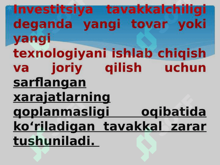 Investitsion tavakkalchilik va rentabellik. 2