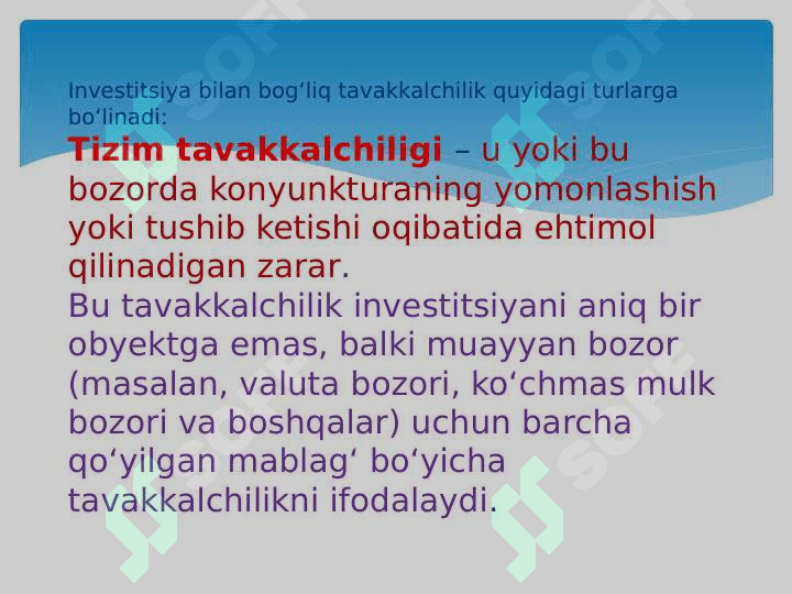 Investitsion tavakkalchilik va rentabellik. 3