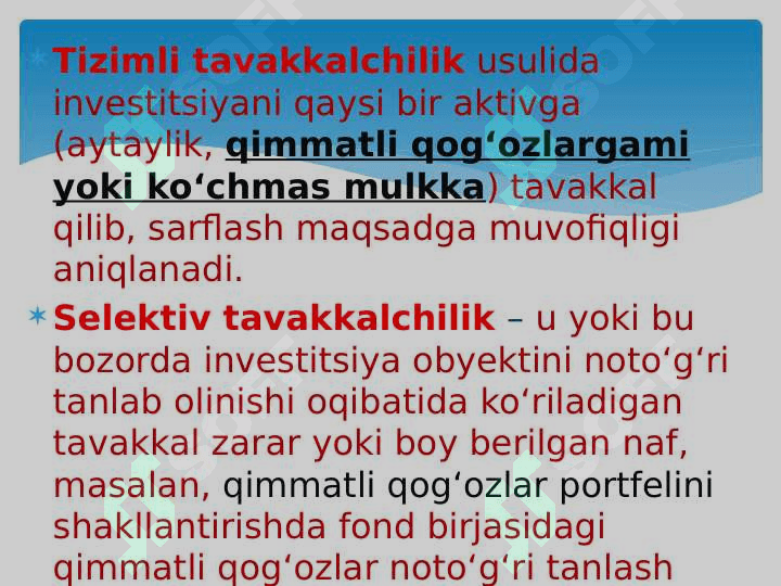 Investitsion tavakkalchilik va rentabellik. 4