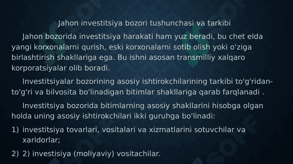 Jahon investitsiya bozorining investitsion resurslari 5