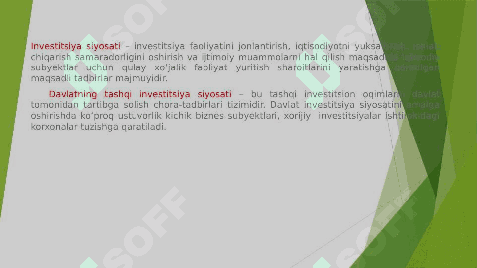 Investitsion siyosat. Davlatning investitsion siyosati. 3