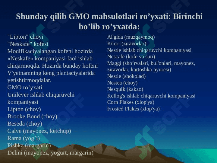 GMO Mahsulotlari 7