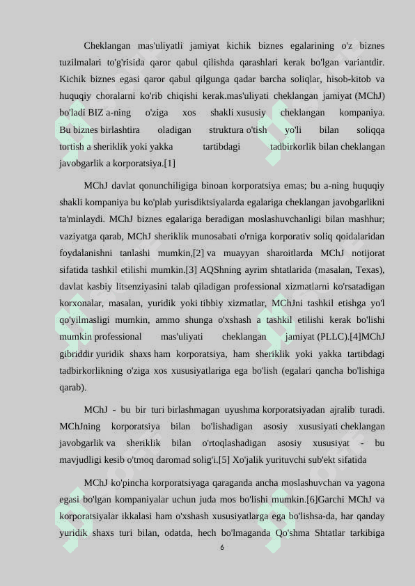 Ma'sulyati cheklangan va qo'shimcha Ma'sulyatli jamiyatlarning tashkiliy- iqtisodiy asoslari. 6