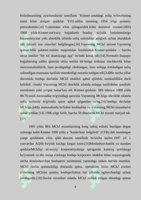 Ma'sulyati cheklangan va qo'shimcha Ma'sulyatli jamiyatlarning tashkiliy- iqtisodiy asoslari. 8