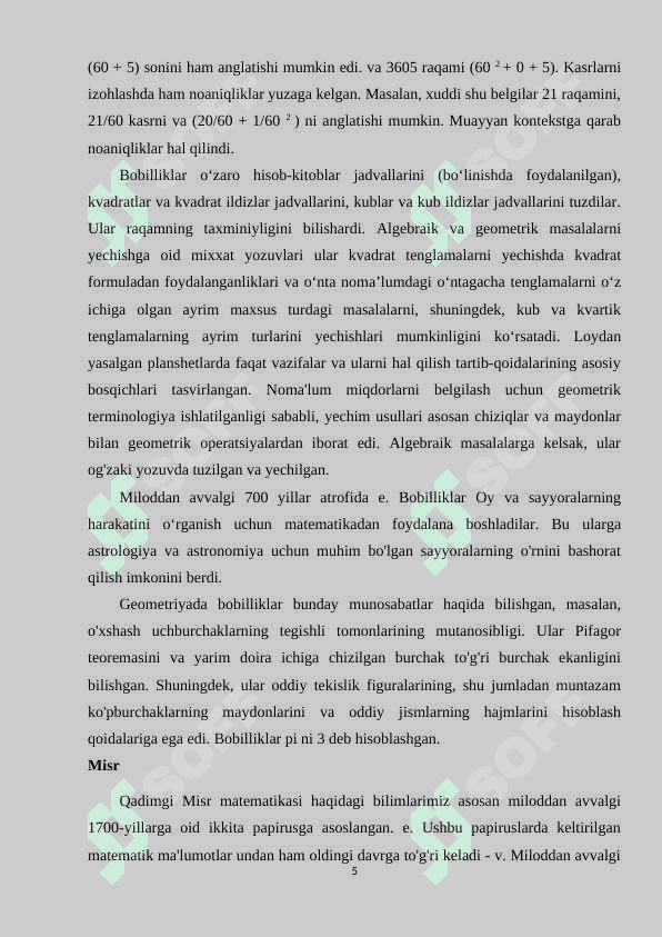 Matematikaning hozirgi kundagi o'rni 5
