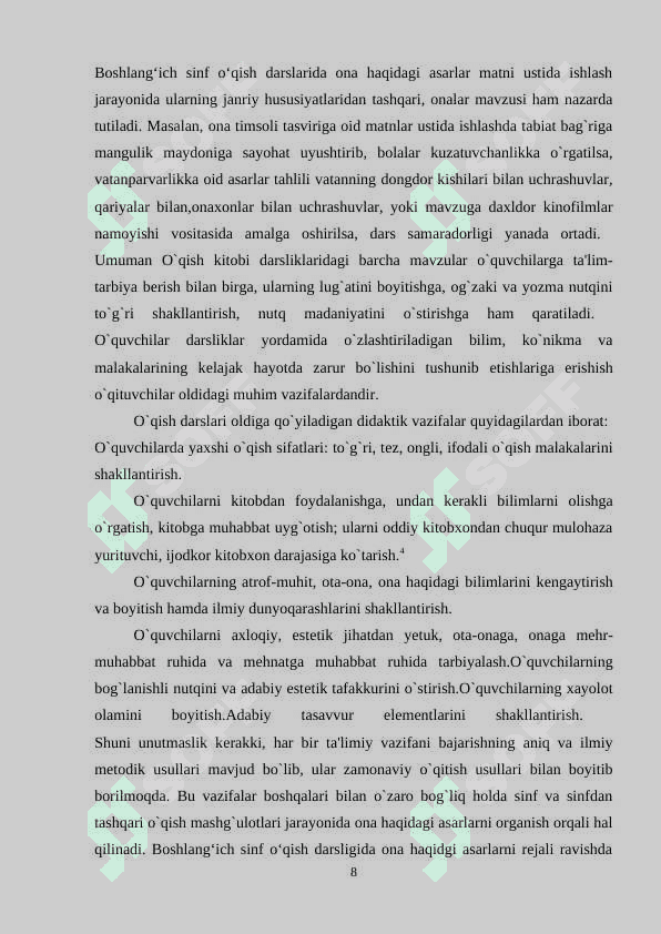 O‘qish savodxonligi darslarida qayta hikoyalash turlaridan foydalanish 8