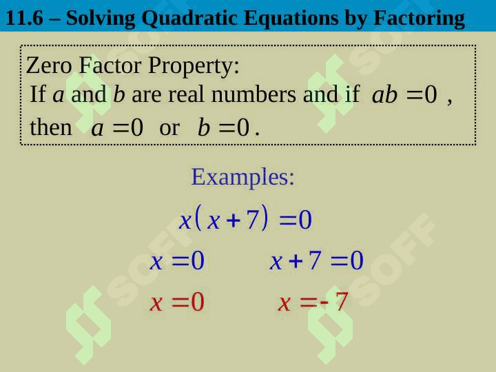 Solving Quadratic Equations by Factoring 2