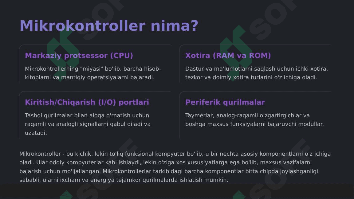 Mikrokontrollerlar va ularning zamonaviy qurilmadagi o'rni 2