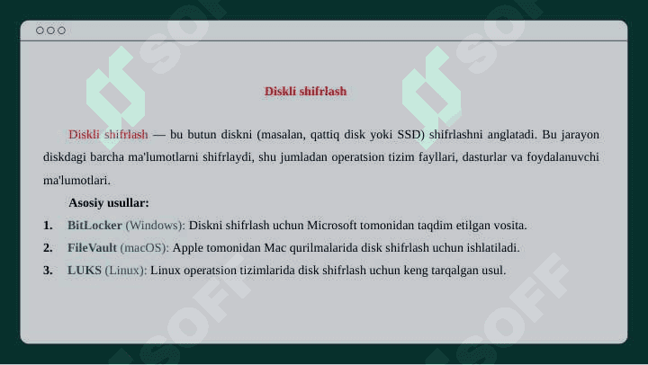 Ma’lumotlarning fizik xavfsizligini ta’minlash. 4
