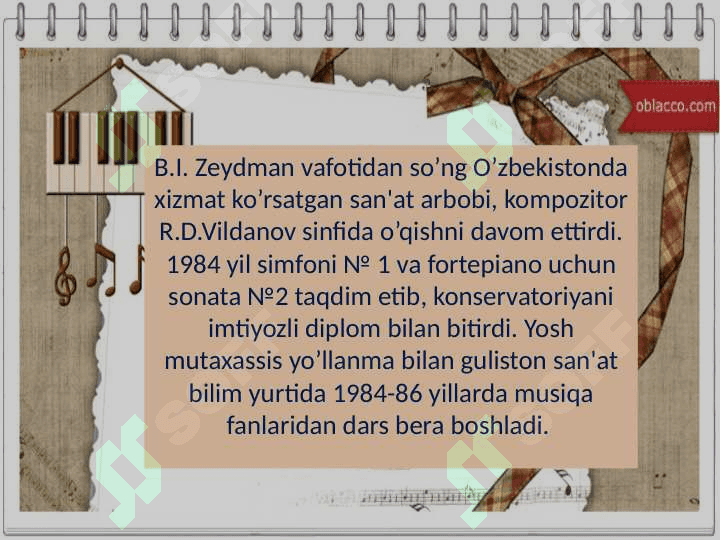 O’zbekistonda xizmat ko’rsatgan madaniyat xodimi, kompozitor Dilorom Omonullayeva 6
