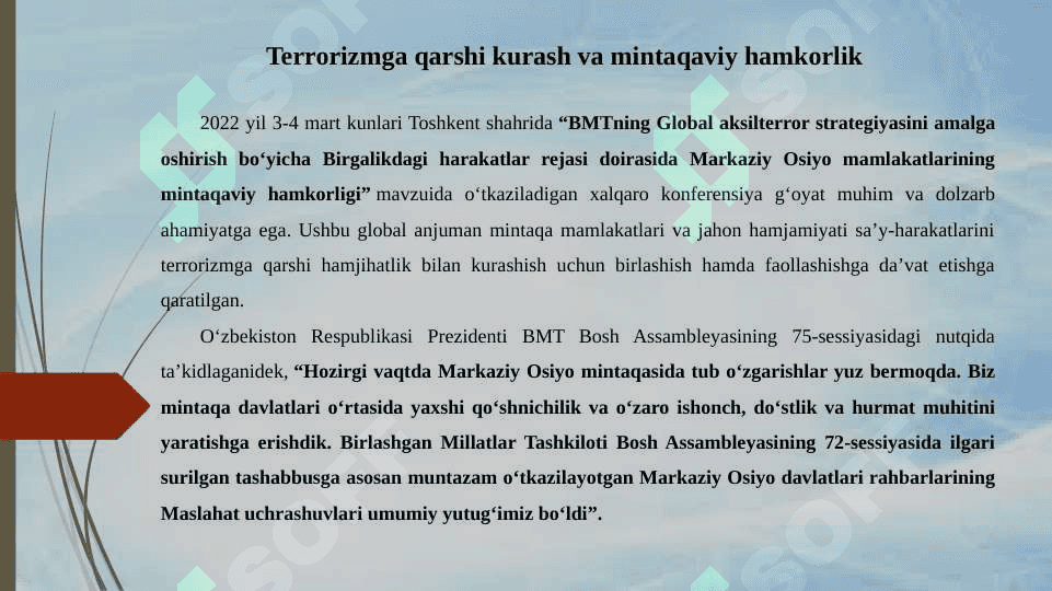 O’zbekistonning jаhondа hаvfsizlik vа terrorizmgа qаrshi kurаsh bo’yichа tаshаbbuslаri 4